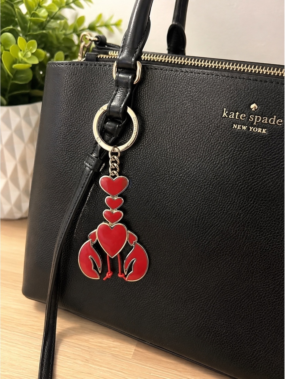 Kate Spade New York Red Heart Lobster Keychain Bag Charm Rare